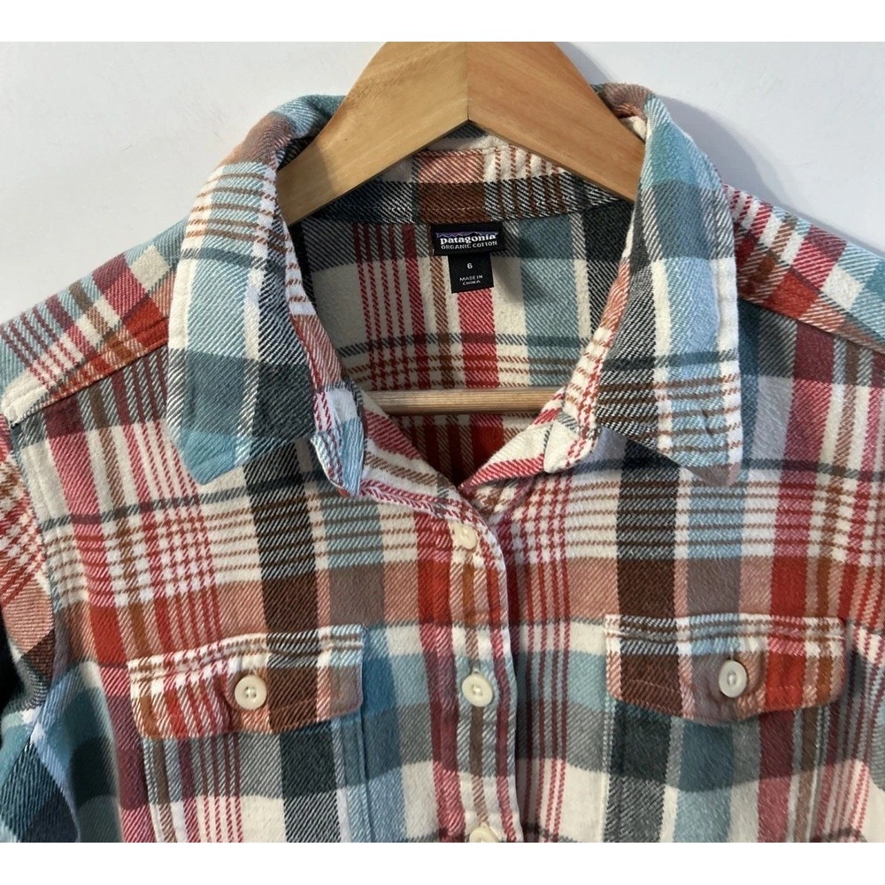 Womens Patagonia Fjord Flannel Button Front Shirt Style # 53915 Plaid sz 6